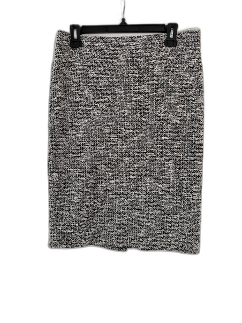 Ann Taylor Gray Black White Textured Tweed Knit Pencil Skirt Knee Length Size 8